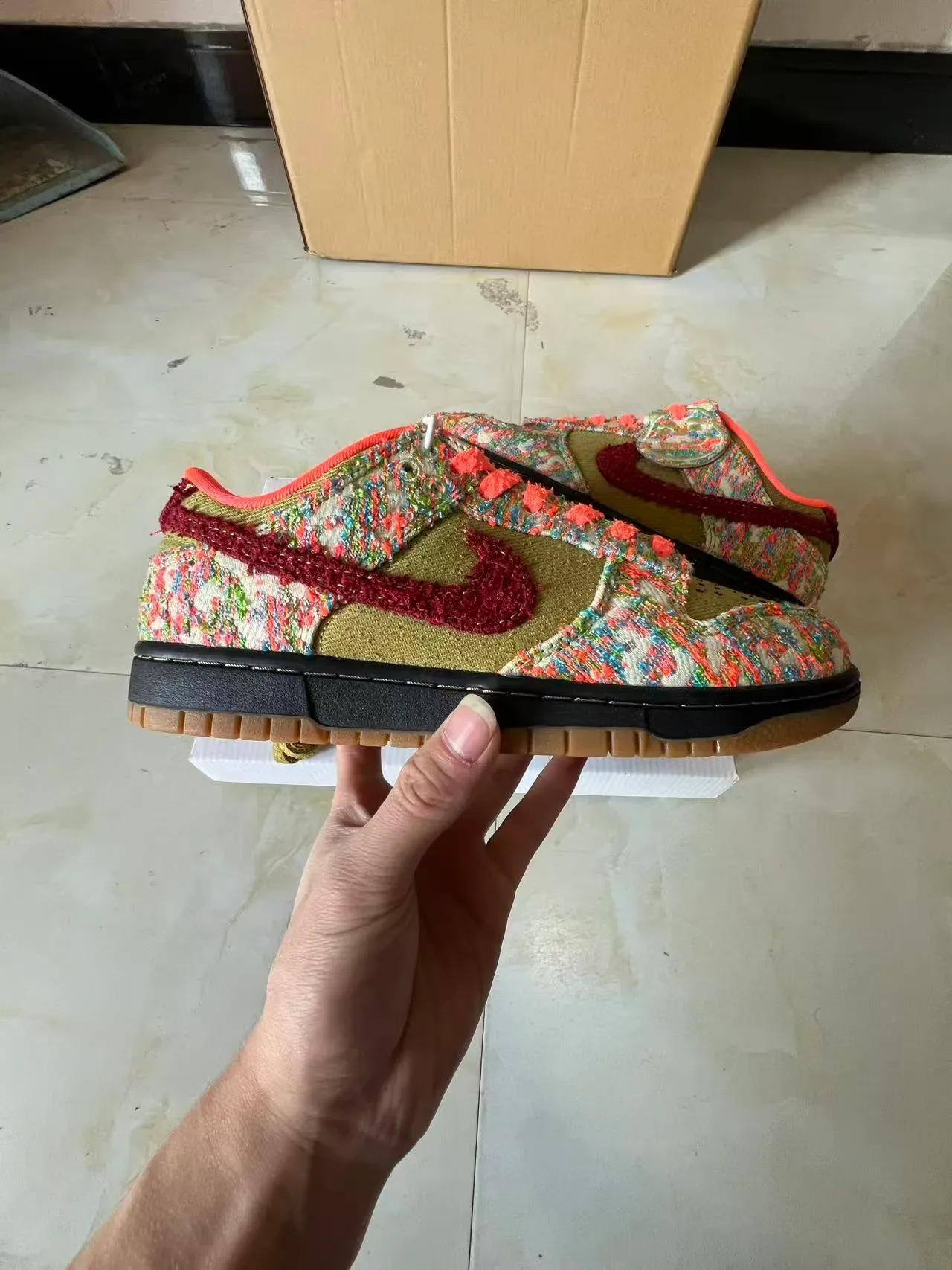 Nike SB Dunk Low Multicolor Woven Textile Skateboard Shoes 7