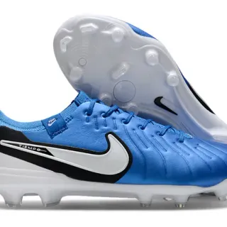 Nike Tiempo Blue Black Low-Cut Lace-Up Textured Synthetic Upper Firm-Ground Soccer Shoes