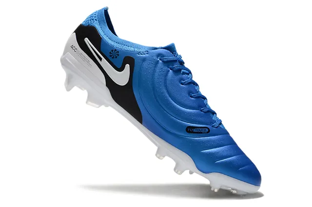 Nike Tiempo Blue Black Low-Cut Lace-Up Textured Synthetic Upper Firm-Ground Soccer Shoes 2