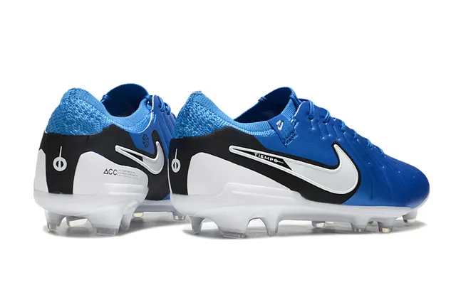Nike Tiempo Blue Black Low-Cut Lace-Up Textured Synthetic Upper Firm-Ground Soccer Shoes 5