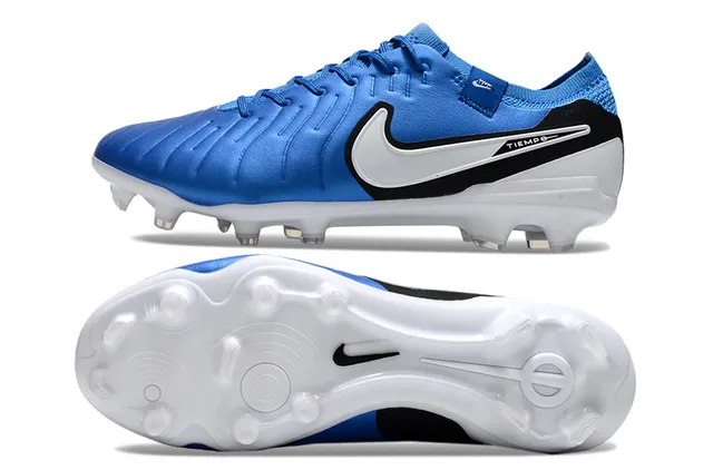 Nike Tiempo Blue Black Low-Cut Lace-Up Textured Synthetic Upper Firm-Ground Soccer Shoes 6