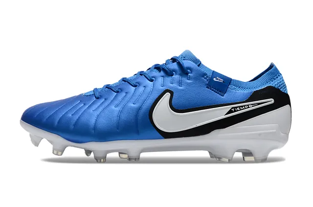 Nike Tiempo Blue Black Low-Cut Lace-Up Textured Synthetic Upper Firm-Ground Soccer Shoes 7