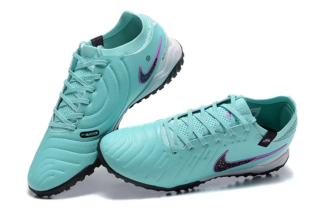 Nike Tiempo Bleu Violet Coupe Basse Tige Synthétique Boutons Moulés Herbe artificielle Chaussures de Football 3