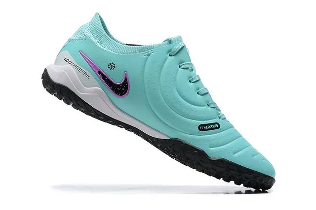 Nike Tiempo Bleu Violet Coupe Basse Tige Synthétique Boutons Moulés Herbe artificielle Chaussures de Football 4
