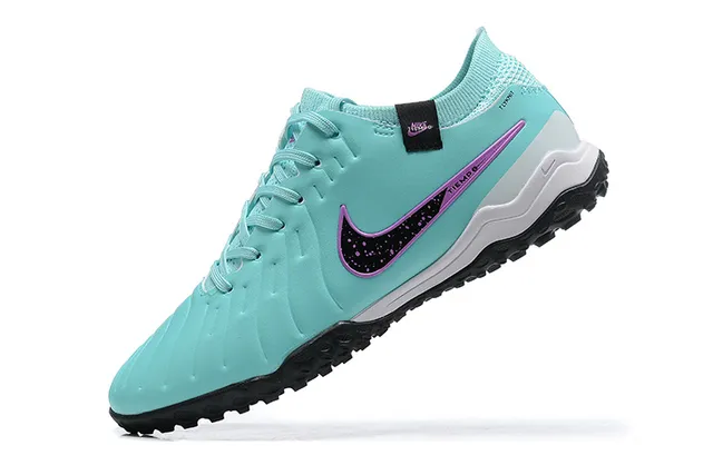 Nike Tiempo Bleu Violet Coupe Basse Tige Synthétique Boutons Moulés Herbe artificielle Chaussures de Football 5