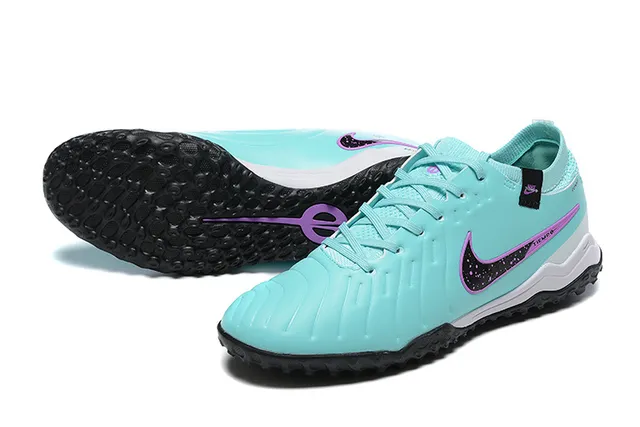 Nike Tiempo Bleu Violet Coupe Basse Tige Synthétique Boutons Moulés Herbe artificielle Chaussures de Football 7