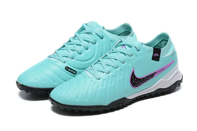 Nike Tiempo Bleu Violet Coupe Basse Tige Synthétique Boutons Moulés Herbe artificielle Chaussures de Football 8