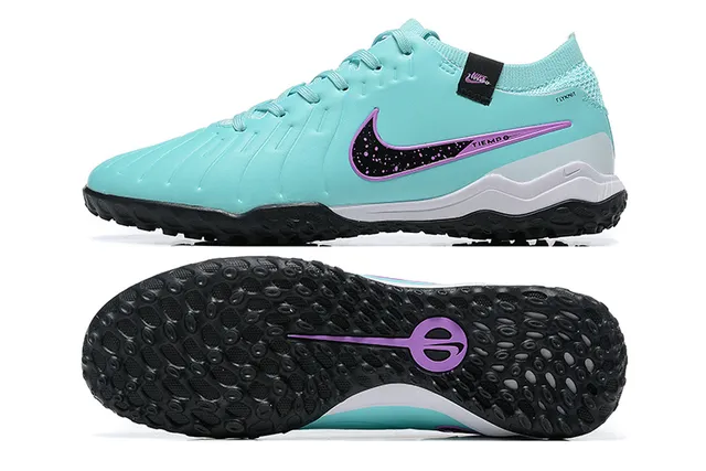 Nike Tiempo Bleu Violet Coupe Basse Tige Synthétique Boutons Moulés Herbe artificielle Chaussures de Football 9