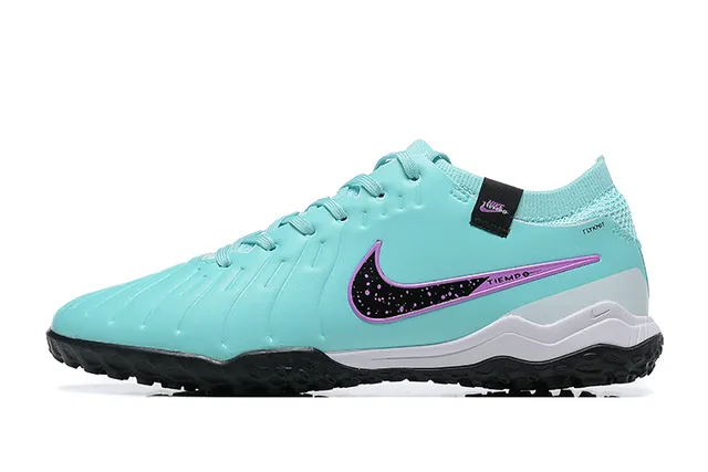 Nike Tiempo Bleu Violet Coupe Basse Tige Synthétique Boutons Moulés Herbe artificielle Chaussures de Football 10