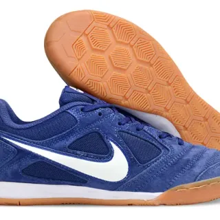 Nike Tiempo Genio Blue White Low-Top Suede-Mesh Upper Indoor Soccer Shoes