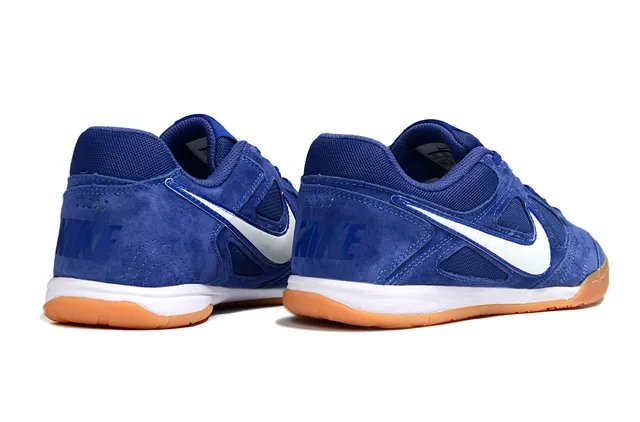 Nike Tiempo Genio Tênis de futebol indoor com upper de camurça e mesh azul branco de baixa altura 4