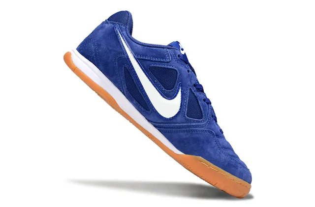 Nike Tiempo Genio Tênis de futebol indoor com upper de camurça e mesh azul branco de baixa altura 7