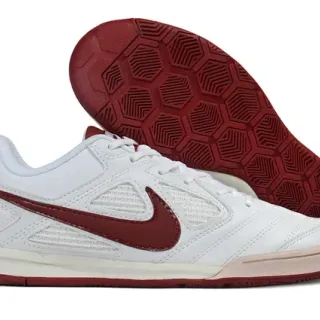 Nike Tiempo Indoor White and Burgundy Indoor Soccer Shoes