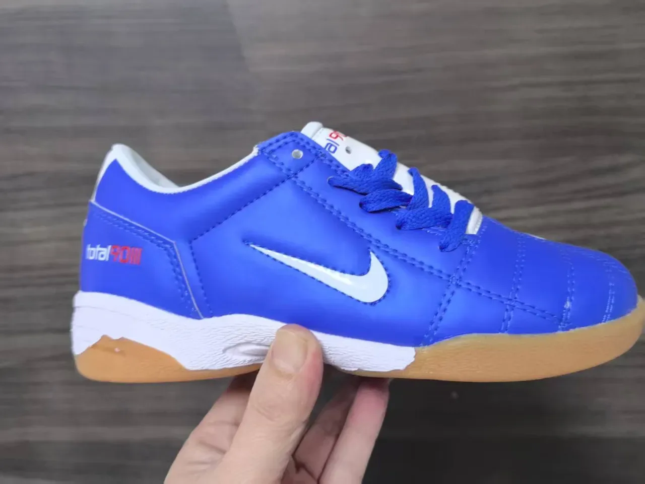 Nike Total 90 III Bleu Blanc Caoutchouc Chaussures de Football Indoor 6