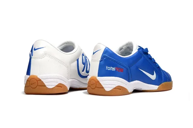 Nike Total 90 III Bleu Blanc Caoutchouc Chaussures de Football Indoor 7