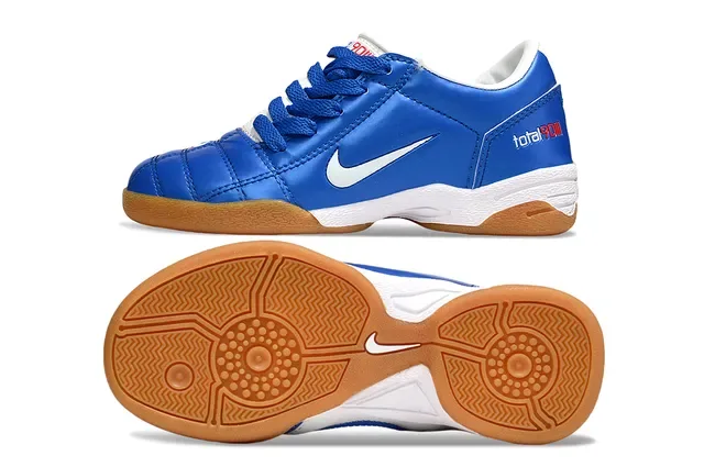 Nike Total 90 III Bleu Blanc Caoutchouc Chaussures de Football Indoor 8