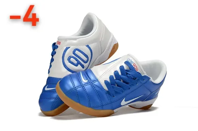 Nike Total 90 III Bleu Blanc Caoutchouc Chaussures de Football Indoor 9
