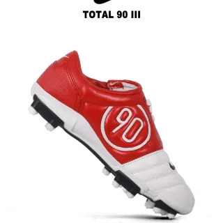 Nike Total 90 III Red and White Firm-Ground Soccer Shoes