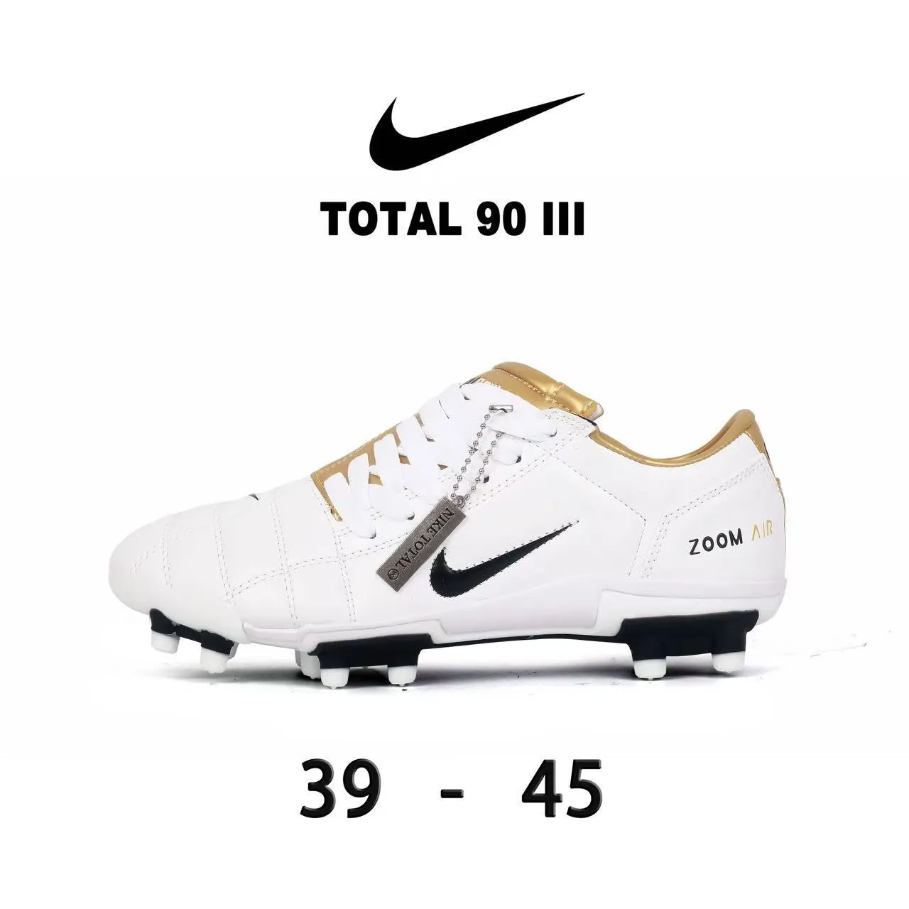 Nike Total 90 III Red and White Firm-Ground Soccer Shoes 5