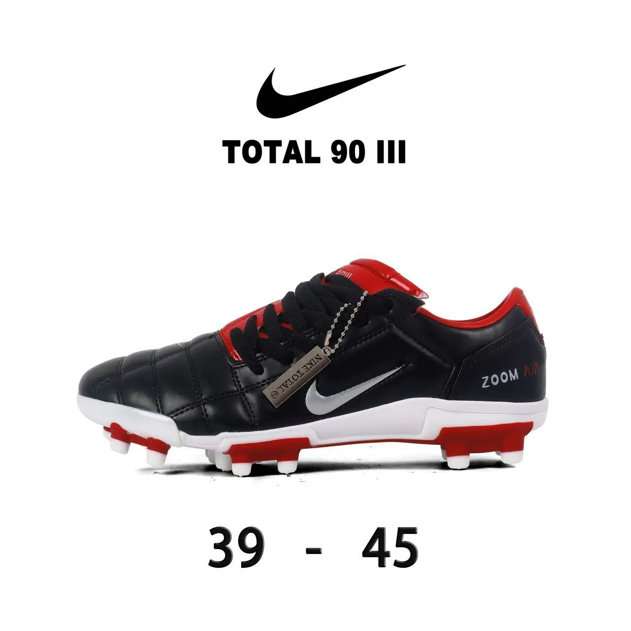 Nike Total 90 III Red and White Firm-Ground Soccer Shoes 6