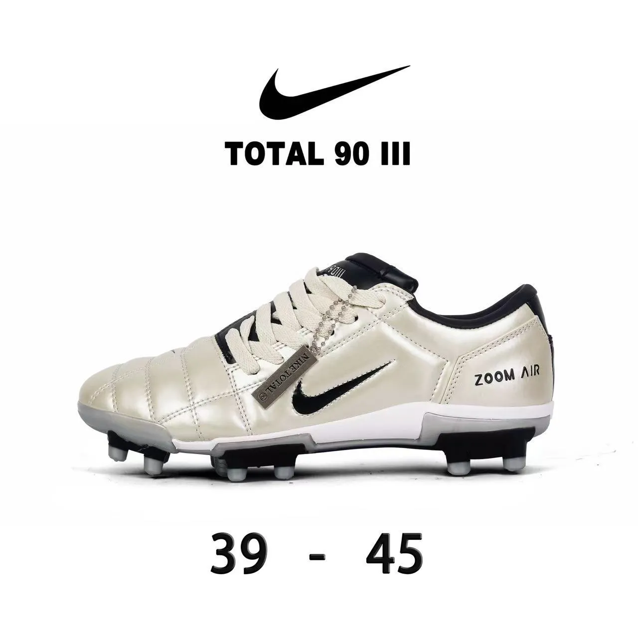 Nike Total 90 III Red and White Firm-Ground Soccer Shoes 9
