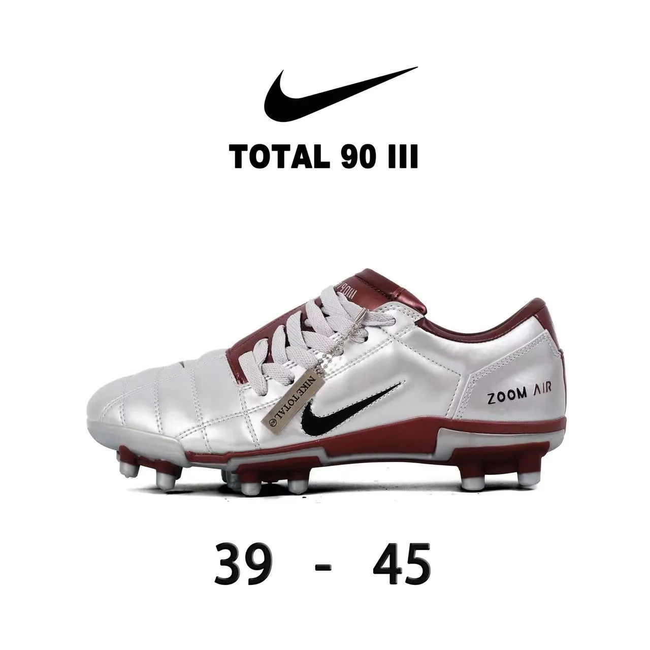 Nike Total 90 III Red and White Firm-Ground Soccer Shoes 15