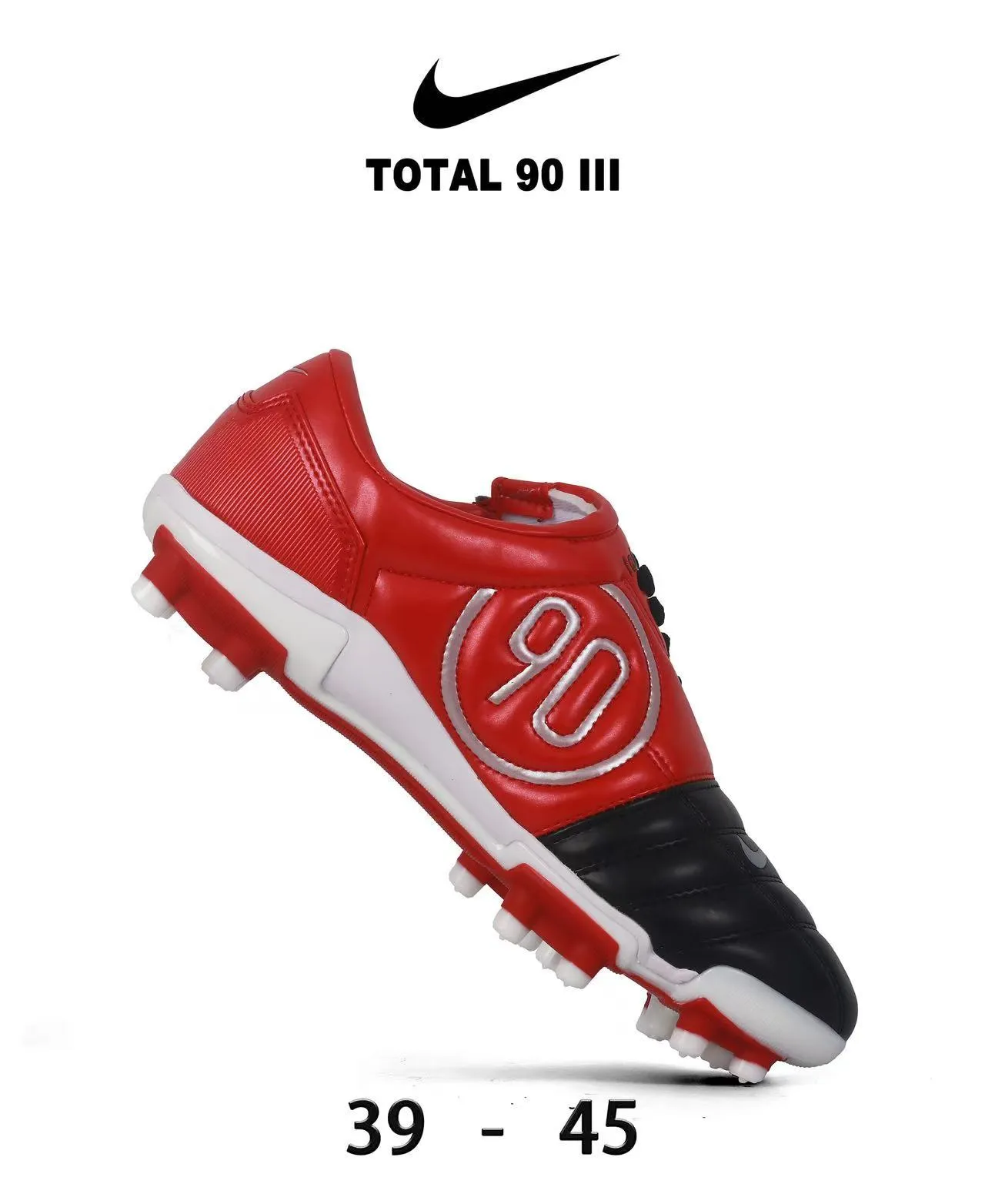 Nike Total 90 III Red and White Firm-Ground Soccer Shoes 17