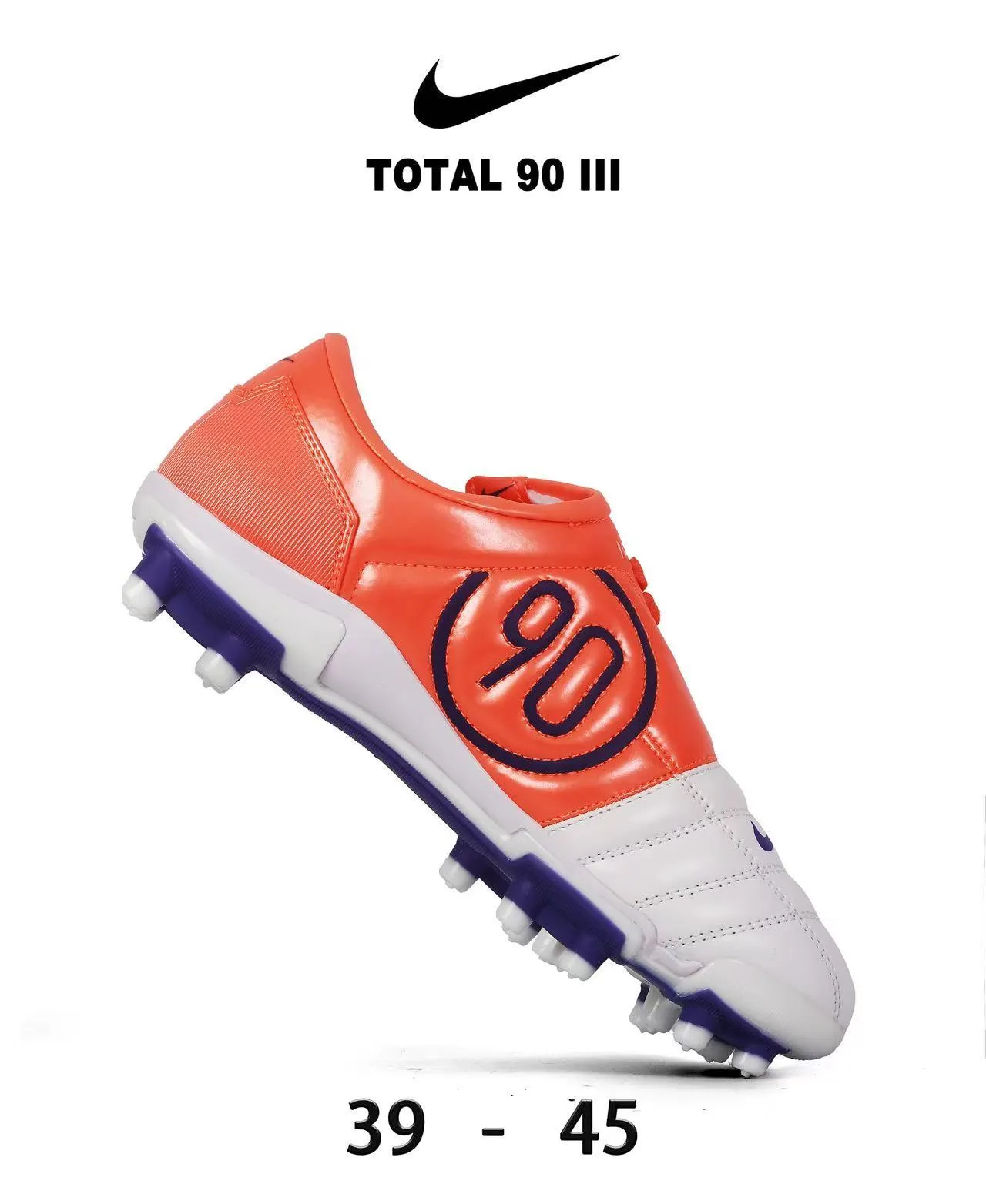 Nike Total 90 III Red and White Firm-Ground Soccer Shoes 19