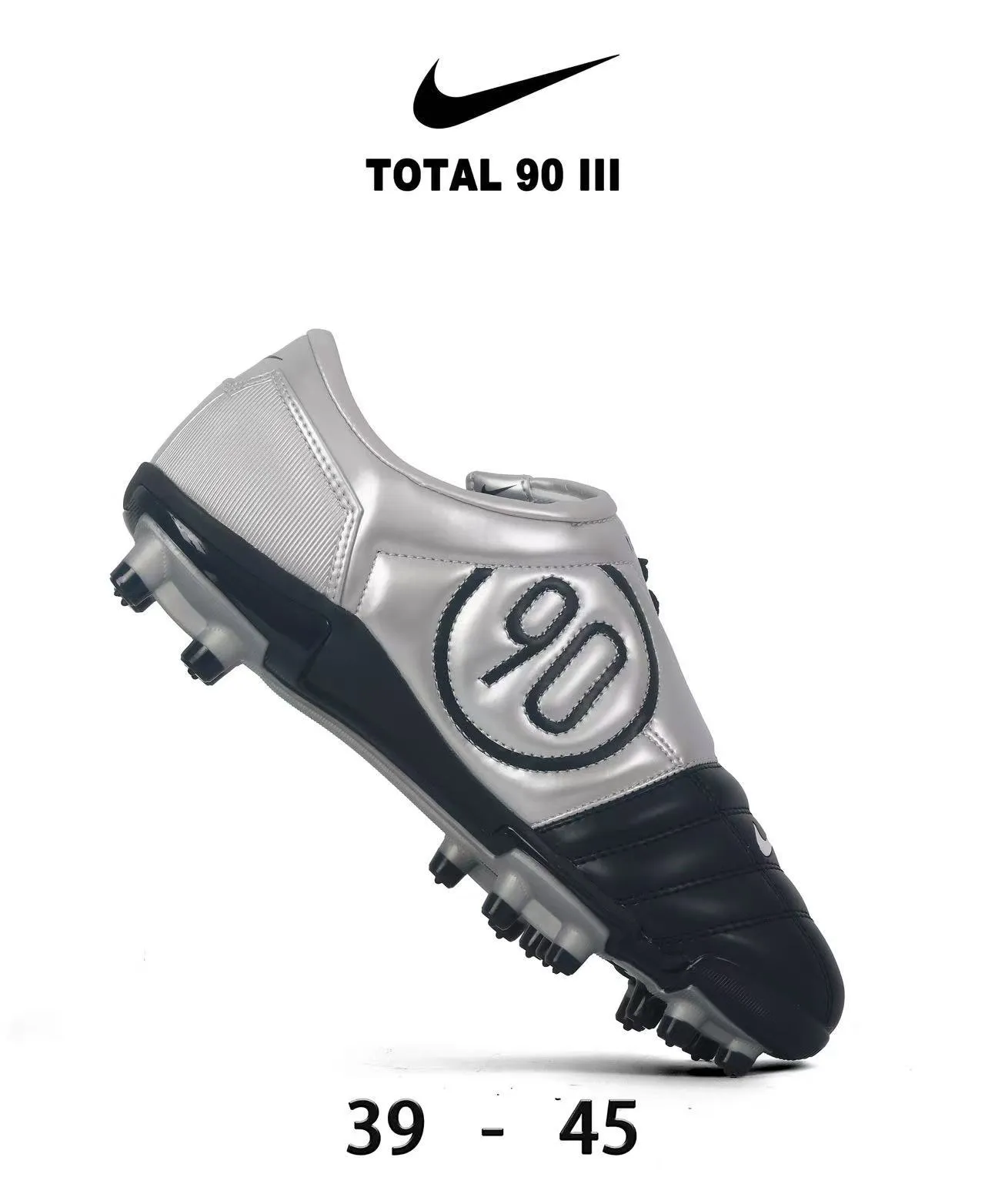 Nike Total 90 III Red and White Firm-Ground Soccer Shoes 22