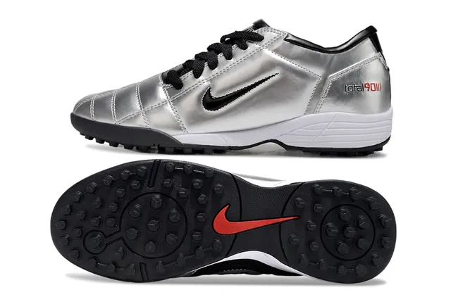 Nike Total 90 III Argent Noir Rouge Gazon Chaussures de Football 7