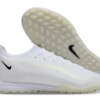 Nike Zapatos de fútbol turf blanco negro upper de tejido rayas onduladas iridiscentes
