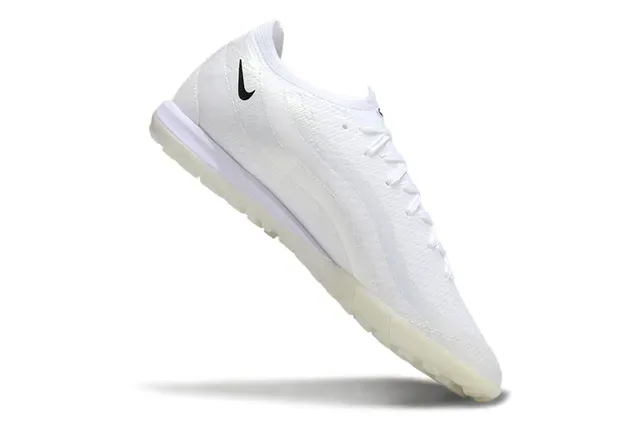 Nike Chaussures de football turf blanc noir upper maille rayures iridiscentes ondulées 2