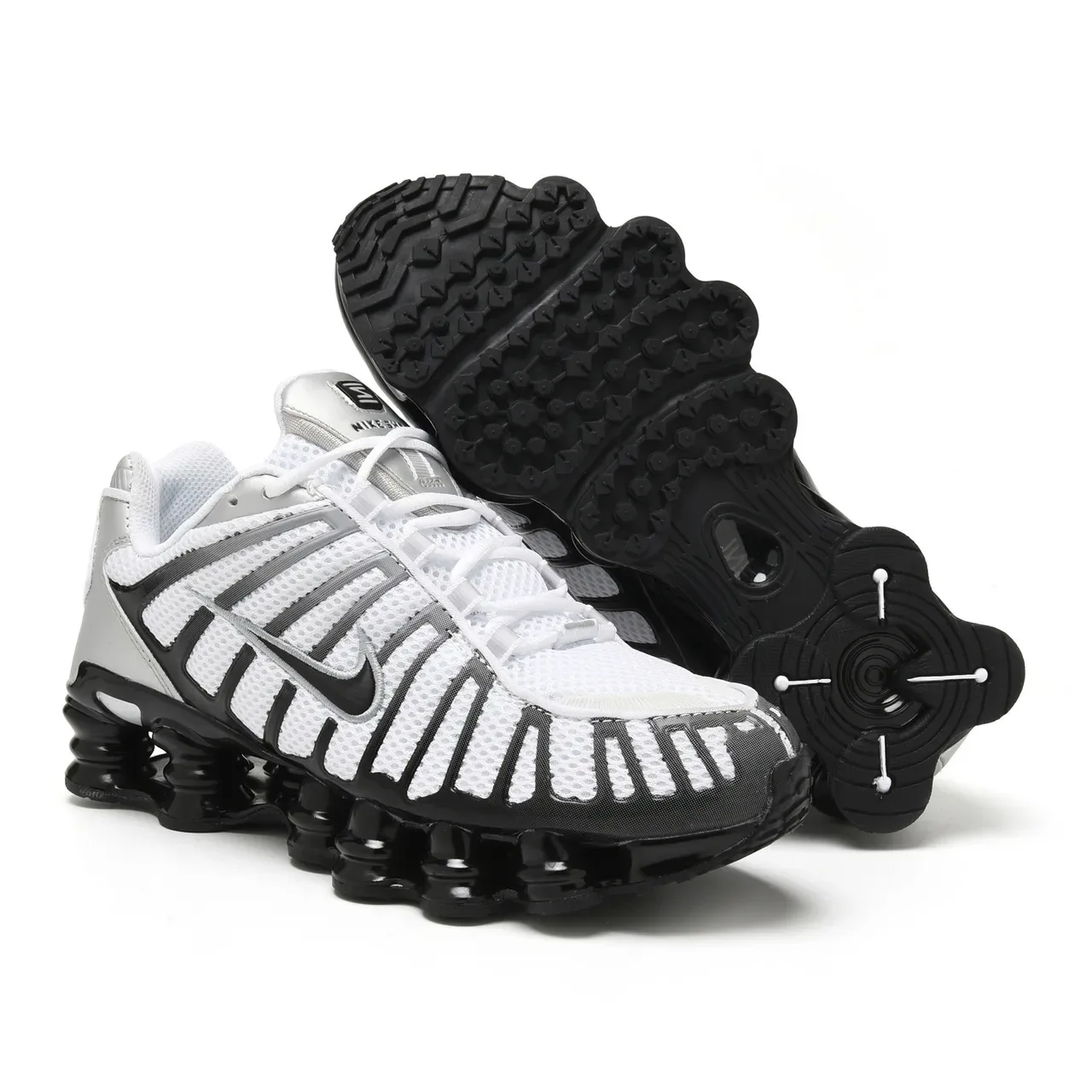 Nike White Black Mesh Upper Synthetic Cage Overlay Lifestyle Sneakers 2