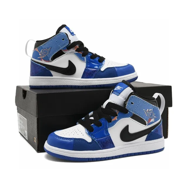 Nike White Blue High-Top Patchwork Paneling Basketball Shoes 2