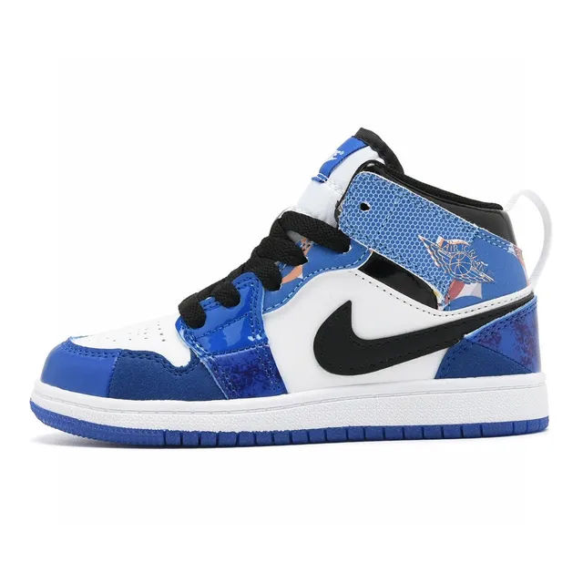 Nike White Blue High-Top Patchwork Paneling Basketball Shoes 3