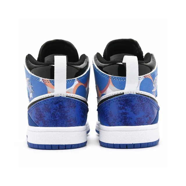 Nike White Blue High-Top Patchwork Paneling Basketball Shoes 6