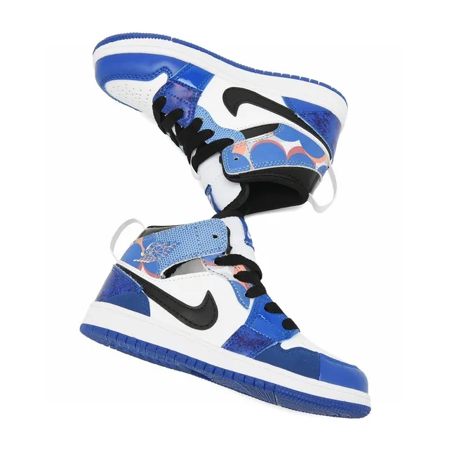 Nike White Blue High-Top Patchwork Paneling Basketball Shoes 8