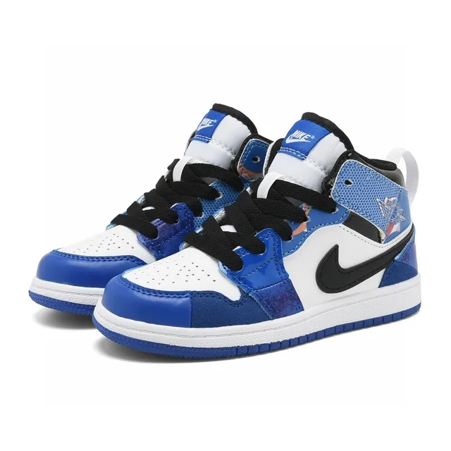 Nike White Blue High-Top Patchwork Paneling Basketball Shoes 9
