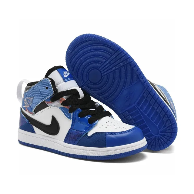 Nike White Blue High-Top Patchwork Paneling Basketball Shoes 10