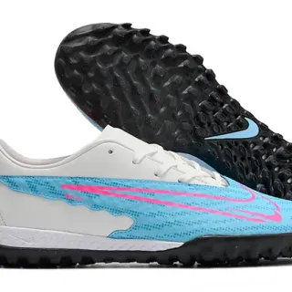 Nike सफेद नीला कम कट क्लेट सिंथेटिक मेश अपर टर्फ फुटबॉल जूते