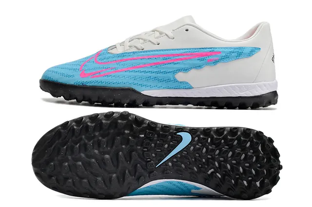 Nike Blanc Bleu Basse à Clous Synthétique Maille Supérieure Gazon Chaussures de Football 9