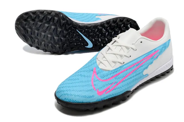 Nike Blanc Bleu Basse à Clous Synthétique Maille Supérieure Gazon Chaussures de Football 13