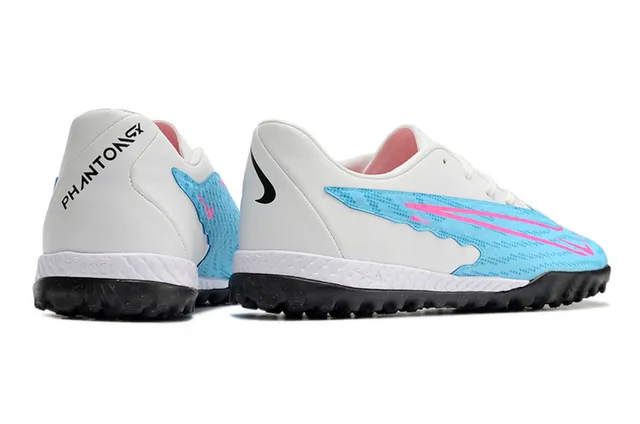 Nike Blanc Bleu Basse à Clous Synthétique Maille Supérieure Gazon Chaussures de Football 14