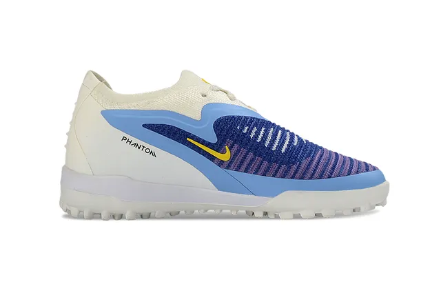 Nike Chaussures de football turf blanc bleu à encolure basse avec upper en maille asimétrique cage asimétrique 7