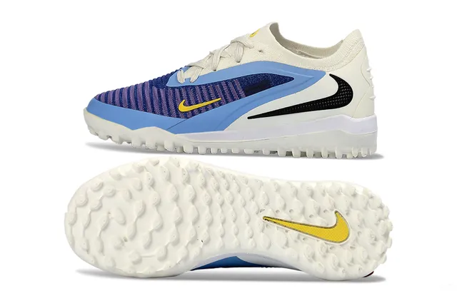 Nike Chaussures de football turf blanc bleu à encolure basse avec upper en maille asimétrique cage asimétrique 8