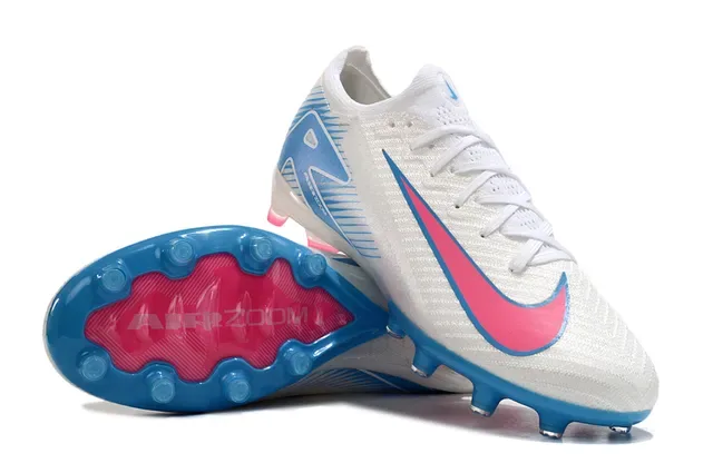 Nike أبيض أزرق منخفض القطع مسامير مصبوغة علوة اصطناعية متنقش أرضية صلبة أحذية كرة قدم 3