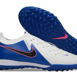 Nike White Blue Low-Cut Synthetic-Mesh Upper Turf Soccer Shoes