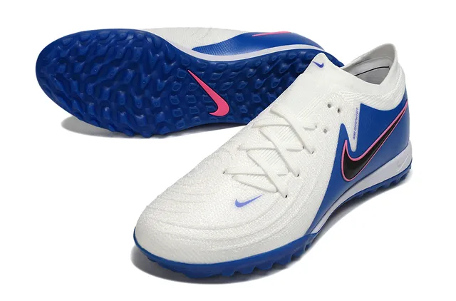 Nike White Blue Low-Cut Synthetic-Mesh Upper Turf Soccer Shoes 4