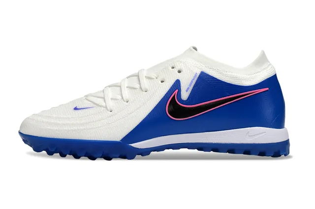Nike White Blue Low-Cut Synthetic-Mesh Upper Turf Soccer Shoes 6