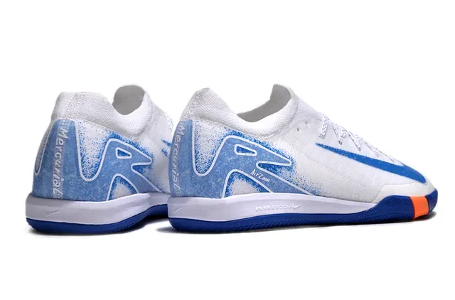 Nike White Blue Low-Top Synthetic Textile Upper Sneakers 5